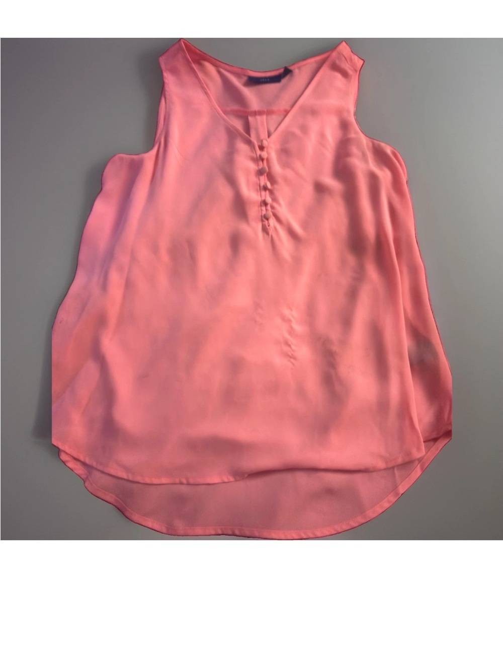 Sleeveless Coral Pink V-Neck Button-Detail Camisole